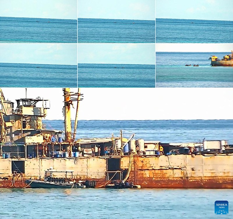 Wanajeshi wa jeshi la majini la Ufilipino kwenye meli iliyokwamishwa baharini kinyume cha sheria waharibu nyavu za uvuvi za China