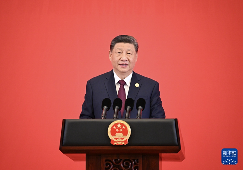 Mchana wa tarehe 7, Februari, rais Xi Jinping wa China akitoa hotuba kwenye dhifa ya makaribisho. (Xie Huanchi/Xinhua)