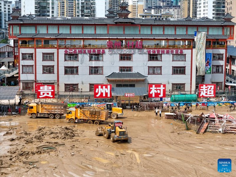 Uokoaji waendelea katika wilaya zilizoathiriwa na mafuriko za Mkoa wa Guizhou, China