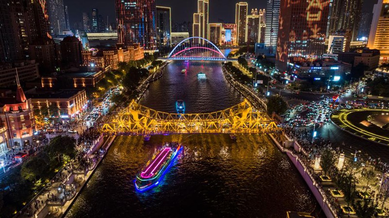 Mji wa Tianjin waboresha uwekaji taa kando ya mto Haihe