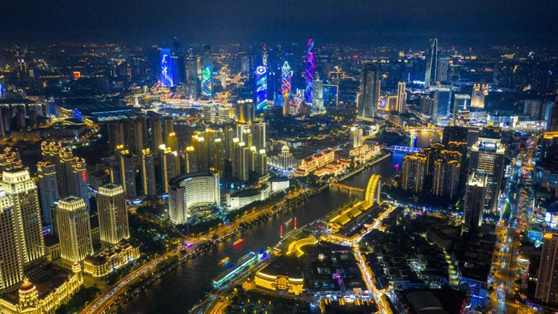 Mji wa Tianjin waboresha uwekaji taa kando ya mto Haihe