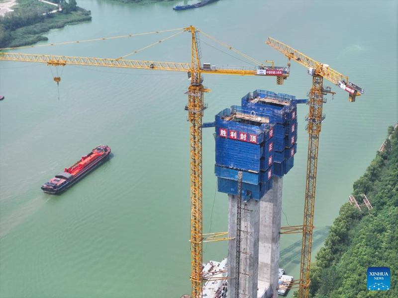 Mnara mkuu wa daraja la kuvuka Mfereji Mkuu wa Beijing-Hangzhou washuhudia kukamilika kwa muundo