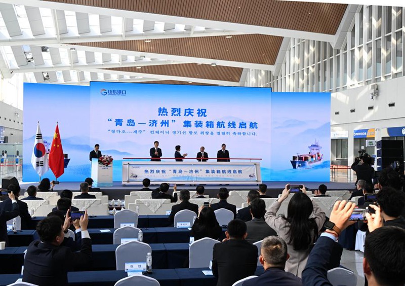 Njia ya moja kwa moja ya kusafirisha makontena kwa meli yaunganisha Miji ya Qingdao, China na Jeju, Korea Kusini