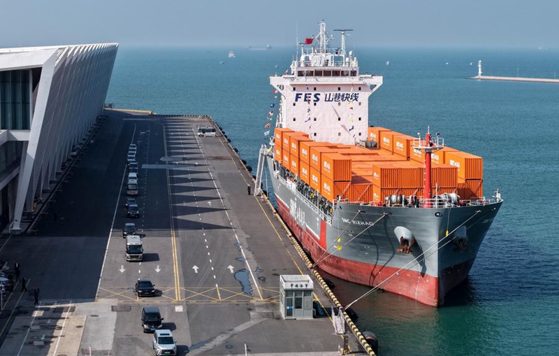 Njia ya moja kwa moja ya kusafirisha makontena kwa meli yaunganisha Miji ya Qingdao, China na Jeju, Korea Kusini