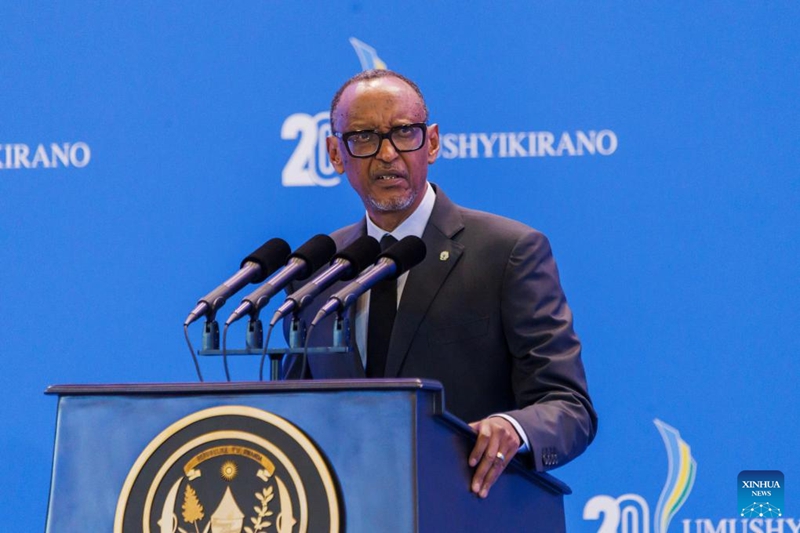 Rais wa Rwanda Paul Kagame akizungumza kwenye mkutano wa 20 wa Baraza la Taifa la Mazungumzo, mjini Kigali, Rwanda, Februari 5, 2026. (Picha na Cyril Ndegeya/Xinhua)