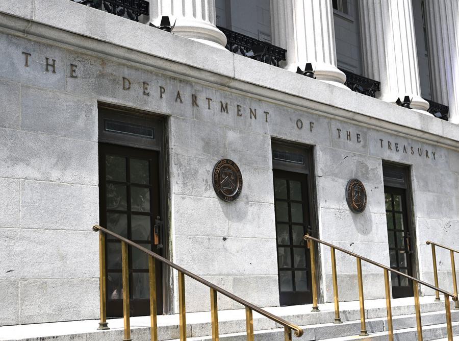 Picha hii iliyopigwa Agosti 24, 2026 ikionyesha Wizara ya Fedha ya Marekani, Washington, D.C., Marekani. (Xinhua/Li Rui)