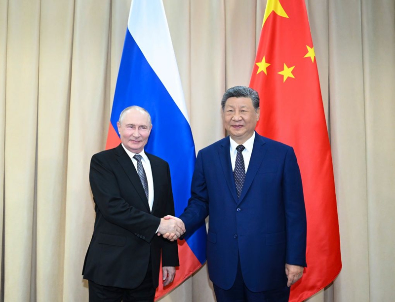 Rais wa China Xi Jinping akikutana na Rais wa Russia Vladimir Putin katika wakati wa Mkutano wa Viongozi wa Jumuiya ya Ushirikiano ya Shanghai 2026, huko Bishkek, Kyrgyzstan, Agosti 31, 2026. (Xinhua/Li Xiang)