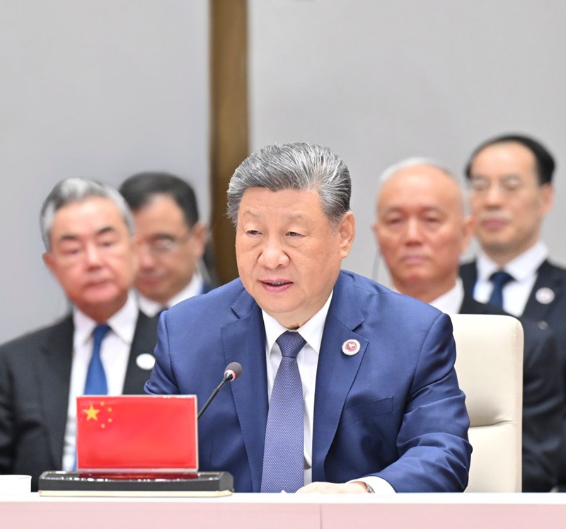 Rais wa China Xi Jinping akitoa hotuba muhimu kwenye Mkutano wa 26 wa Baraza la Wakuu wa Nchi la Jumuiya ya Ushirikiano ya Shanghai (SCO), huko Bishkek, Kyrgyzstan, Septemba 1, 2026. (Xinhua/Zhai Jianlan)