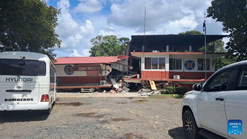 Jengo liliharibika likionekana baada ya tetemeko la ardhi, Sona, Jimbo la Veraguas, Panama, Oktoba 9, 2026. (Xinhua)